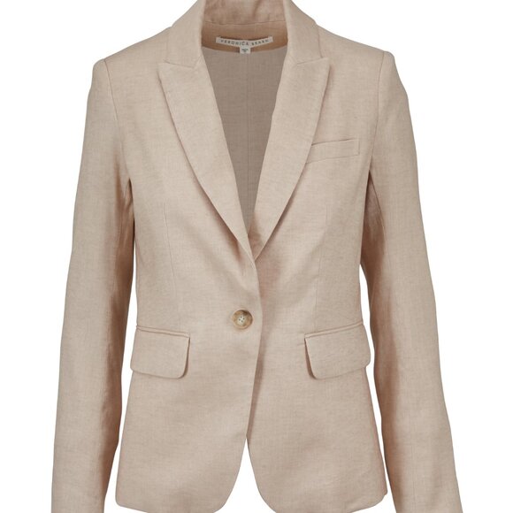 Veronica Beard Beige Linen Blend Cutaway Jacket Blazer Size 4 - Picture 5 of 5